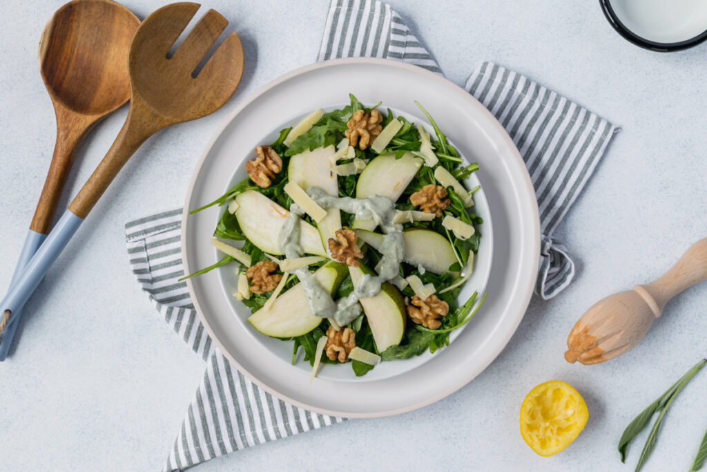 Pear Salad with Blue Cheese Sage Dressing