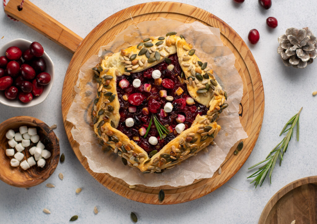 Cranberry galette with goat cheese